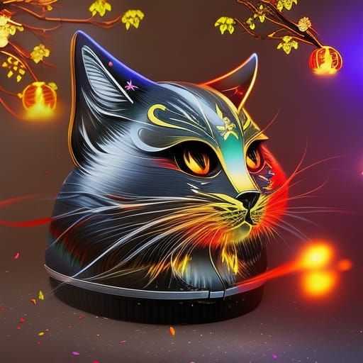 Hyperrealistic Maneki Neko Luck Cat in Splash Art Style