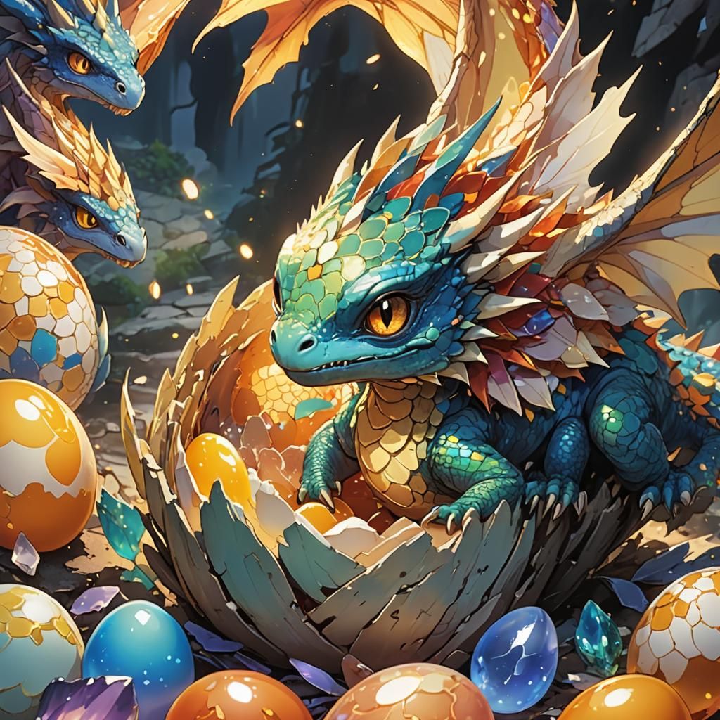 Adorable Dragon Hatchling in Vibrant Anime Style