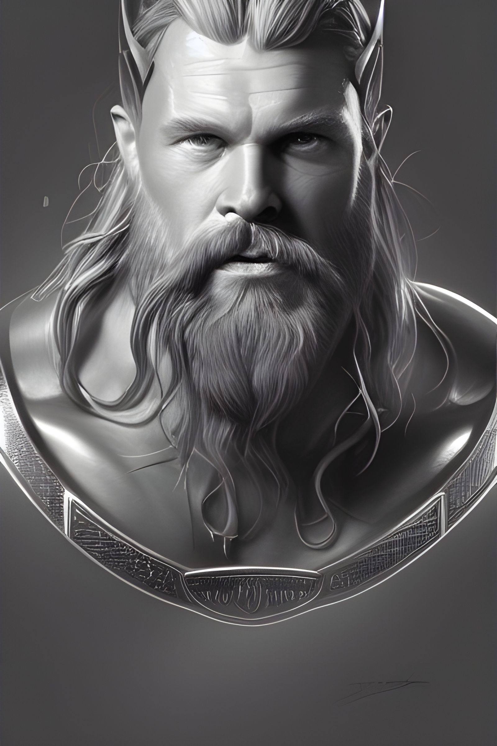 Viking God Thor Portrait in Hyperdetailed Style