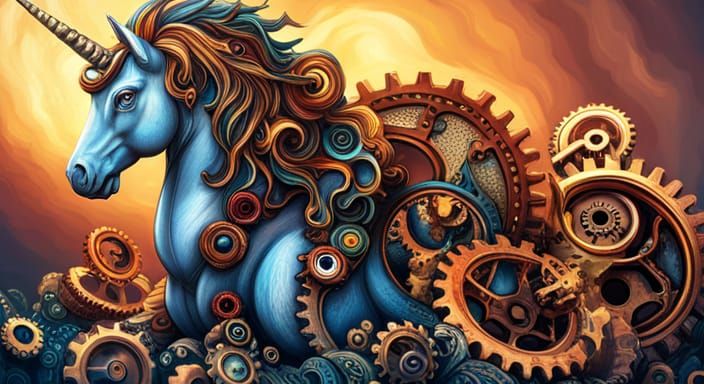 Hyperrealistic Steampunk Unicorn in Detailed Color Depth
