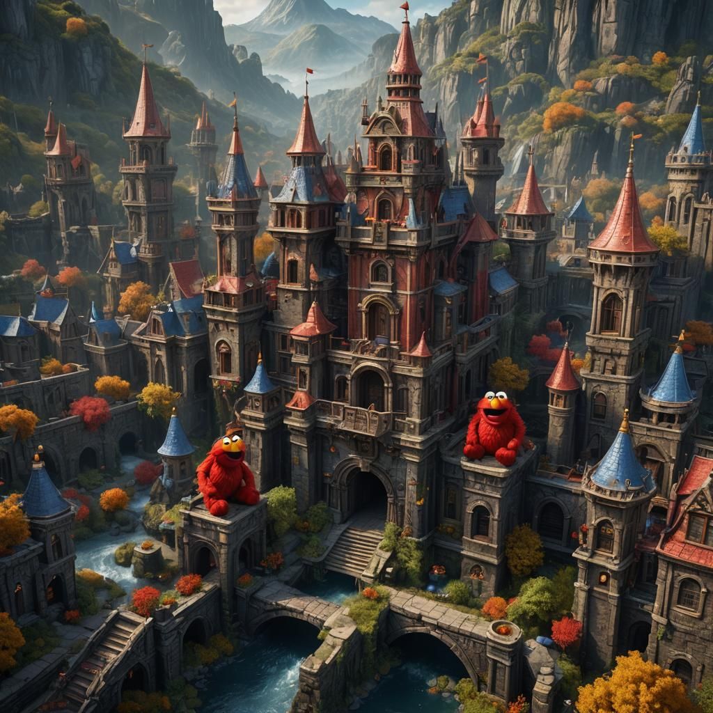 Detailed Matte Painting of Elmo in Unreal Engine
