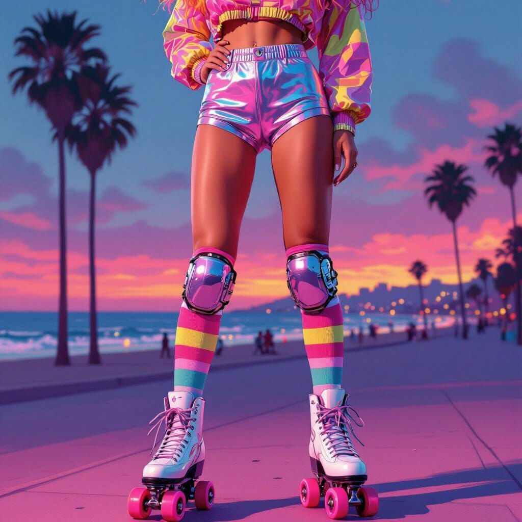 80s Venice Beach Rollerskates, Neon Art