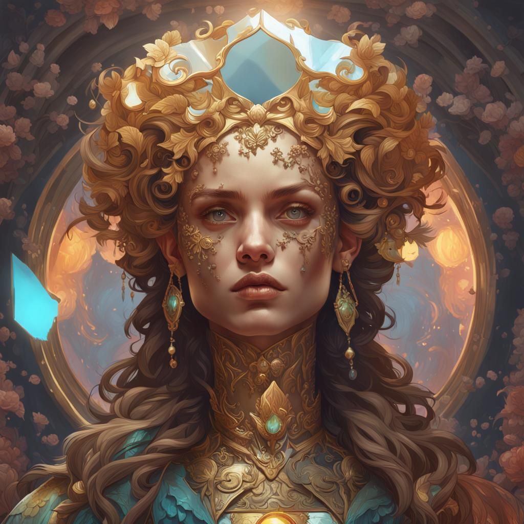 Detailed Portrait in Imperfect Mirror, Hyperdetailed Art