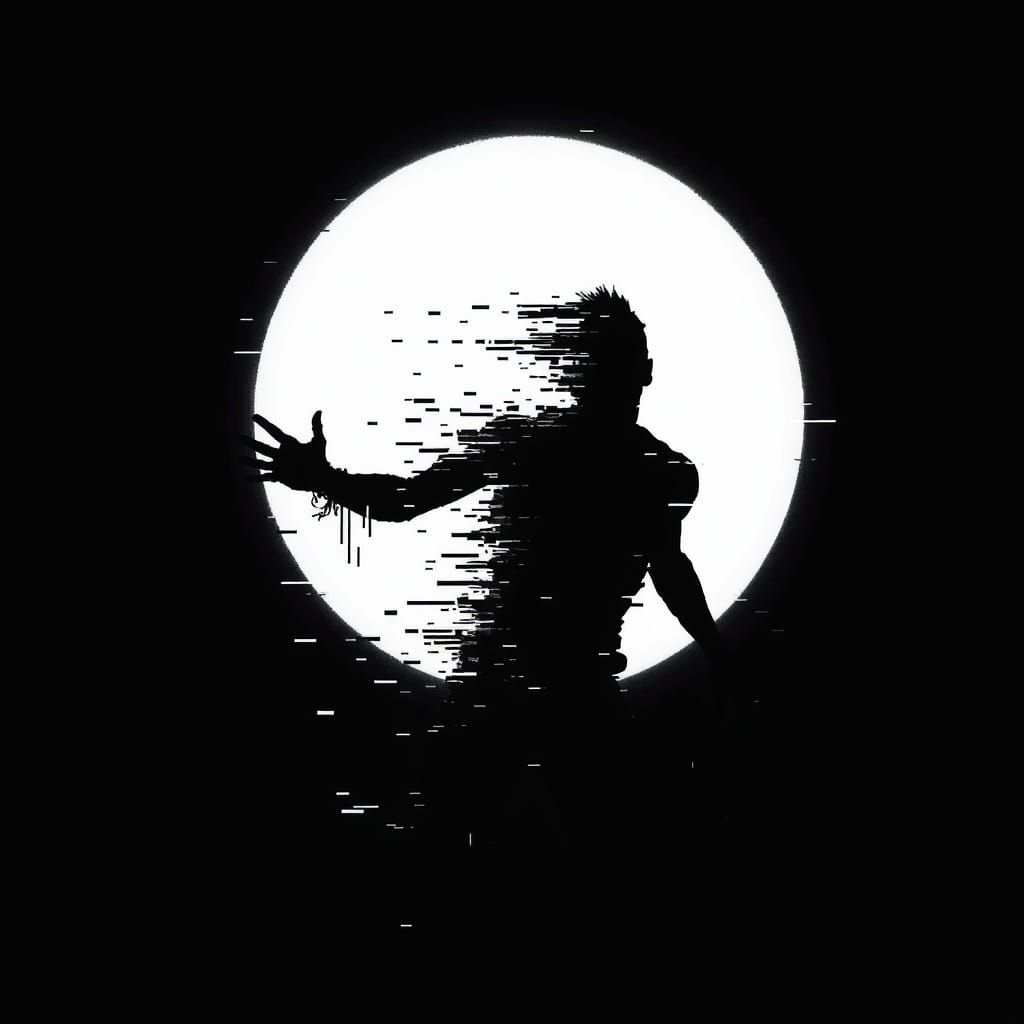 silhouetted form screaming struggling terrified human distor...
