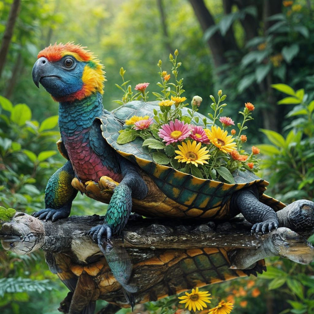 Hybrid animal, turtle and parrot