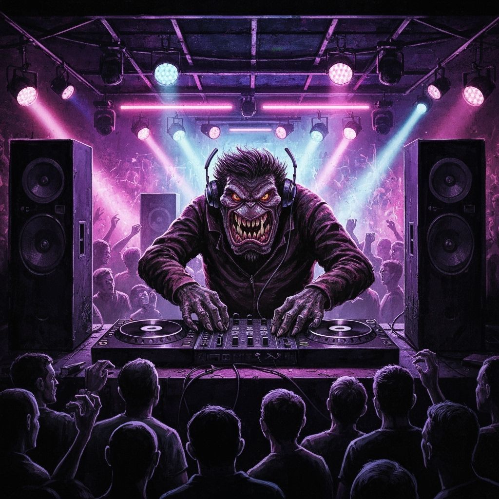 Ratfink Monster DJ in Neon Nightclub, Underground Comic Art
