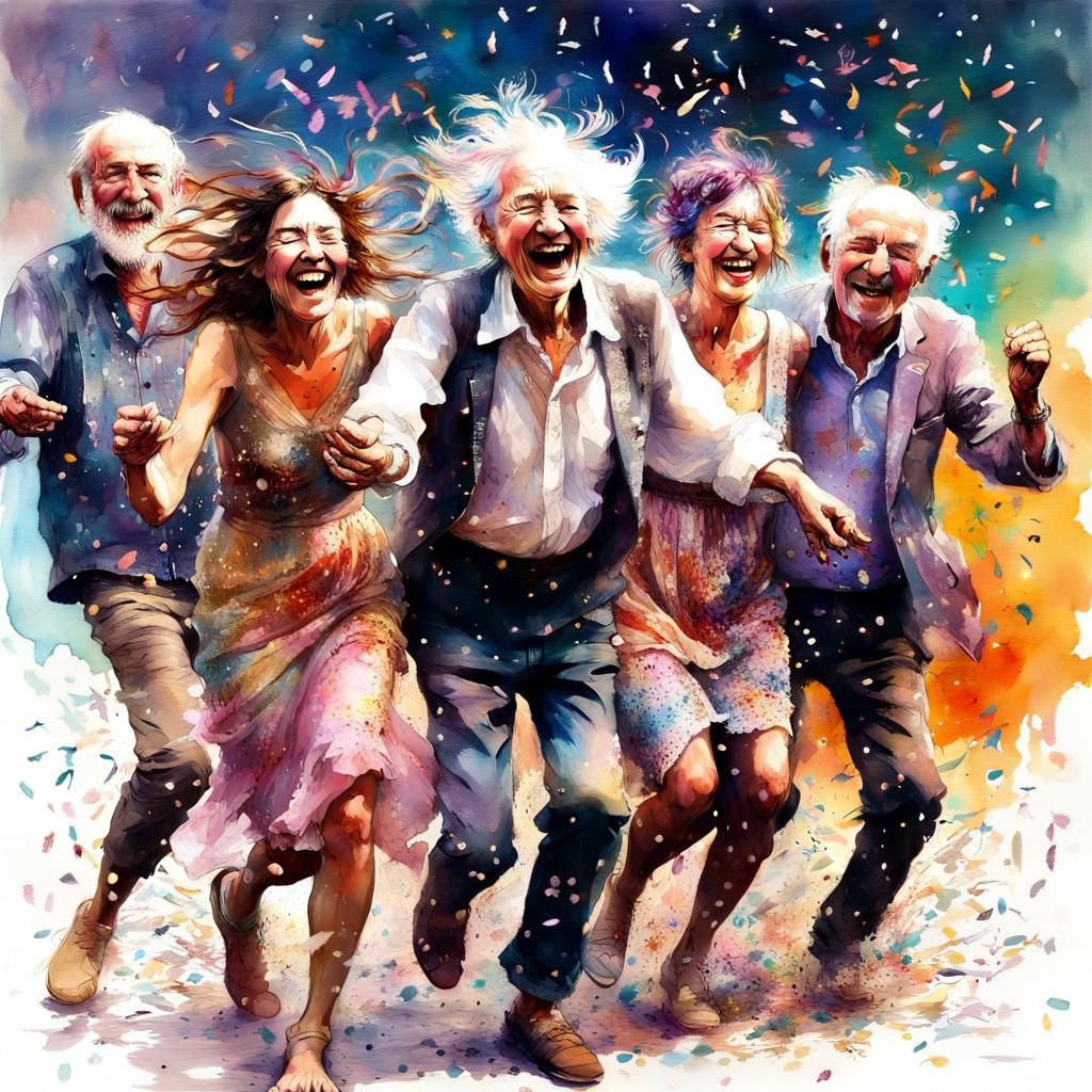Joyful Confetti Celebration in Watercolor Style