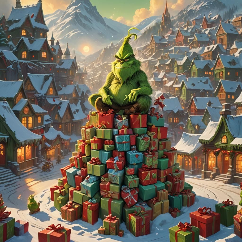 Grinch in Whoville: Fantasy Christmas Concept Art