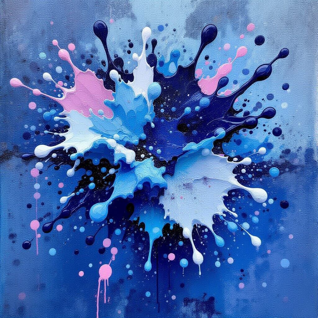 Vibrant Ferrofluid Graffiti in Pastel Indigo