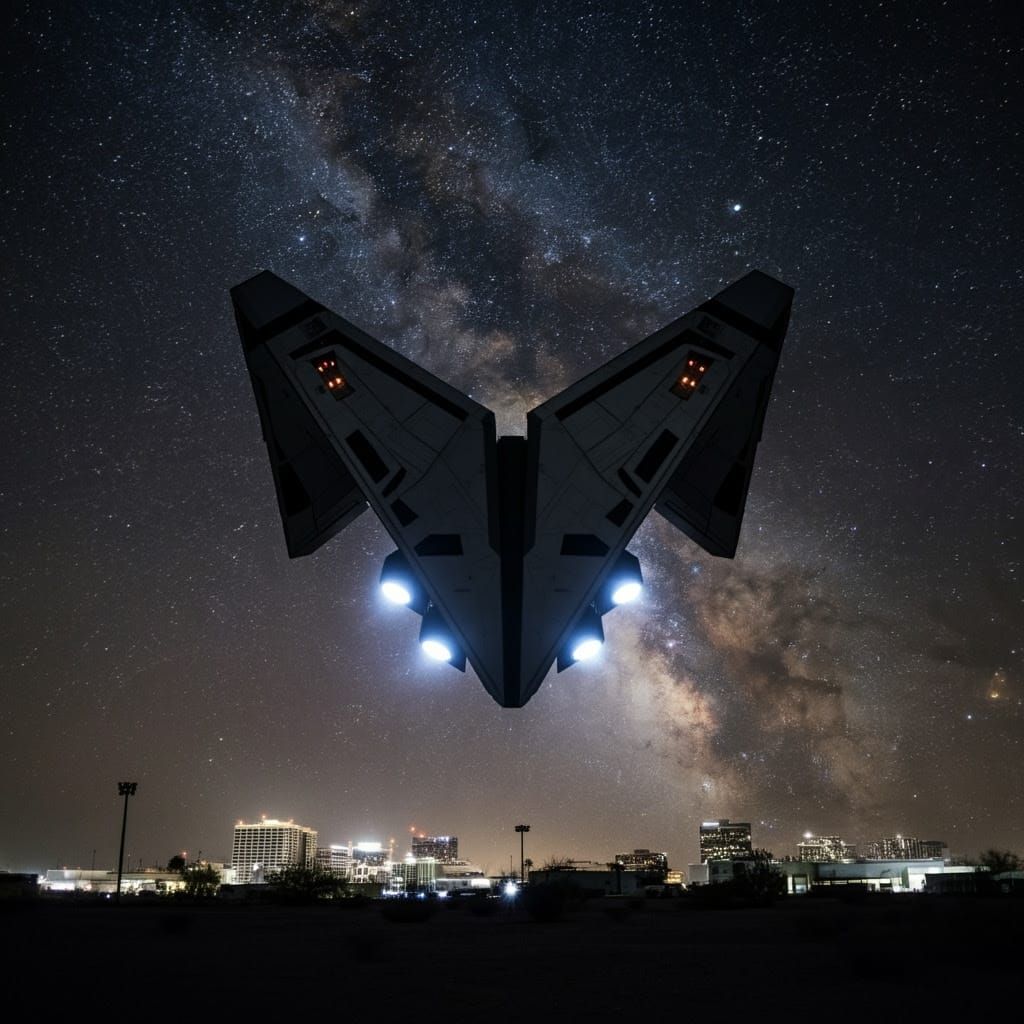 Massive V-Shaped Craft Soars Across Phoenix Night Sky