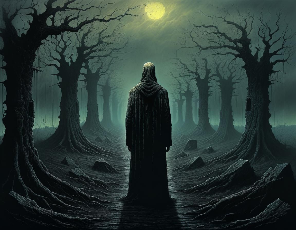 Ominous Depression Concept Art in Beksiński Style