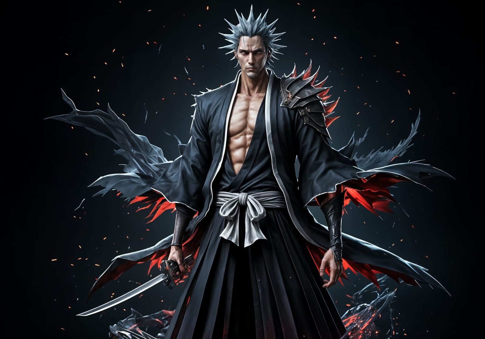 Kenpachi Zaraki, Heroic Anime Art in Dynamic Pose