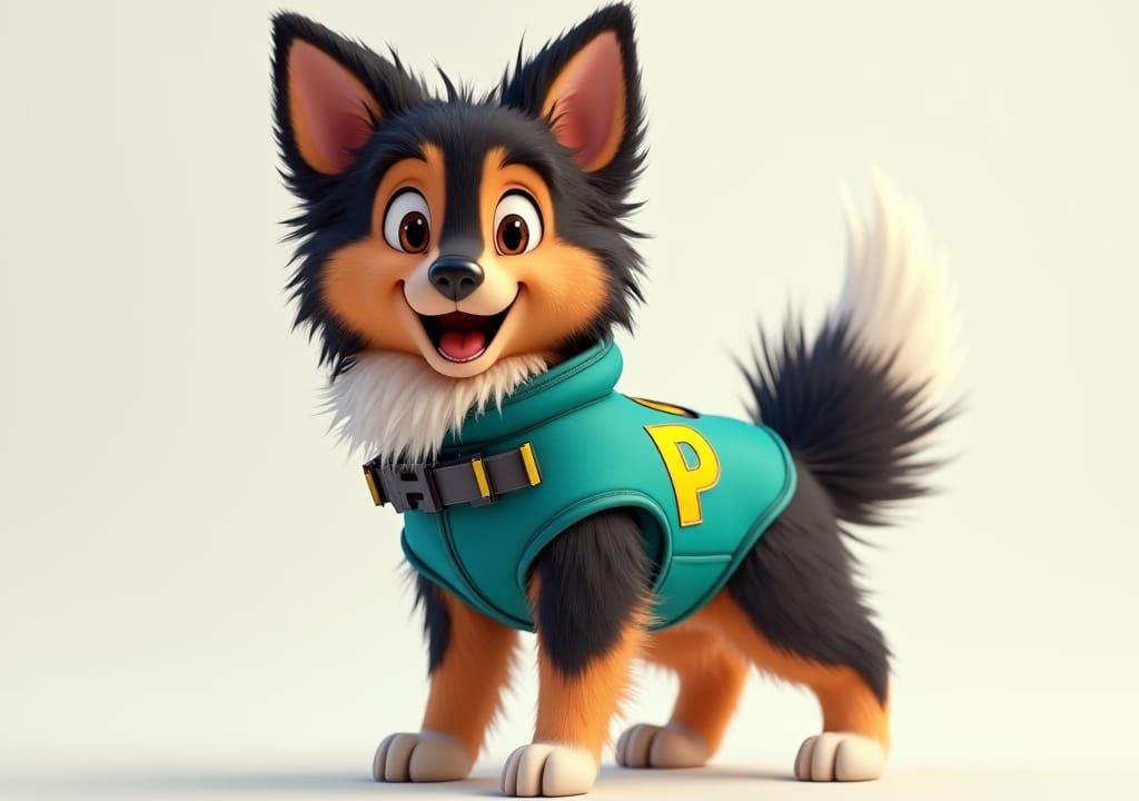 Heroic Shetland Sheepdog Puppy in 3D Rendered Style