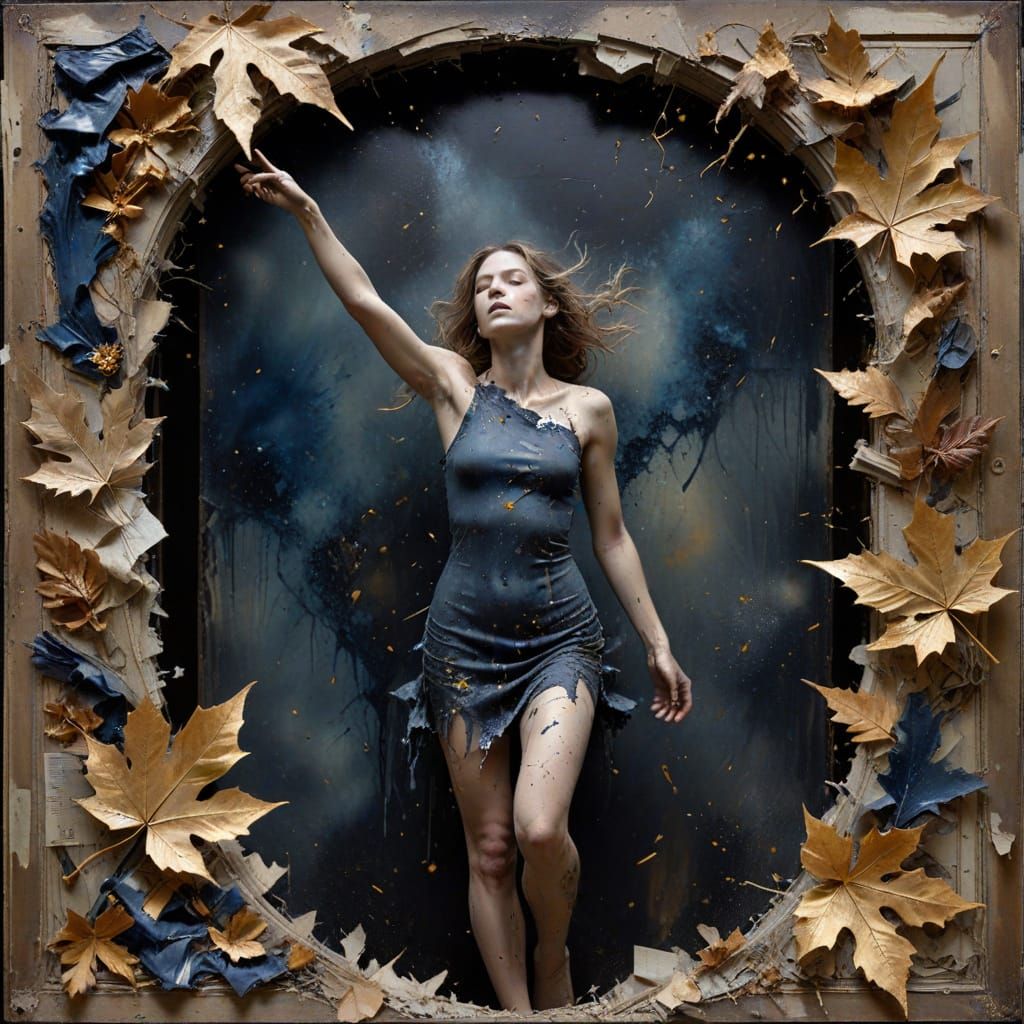 Visceral Figure Enveloped in Fragmented Memories