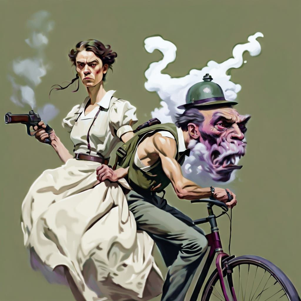 Angry Man Portrait in Norman Rockwell Style