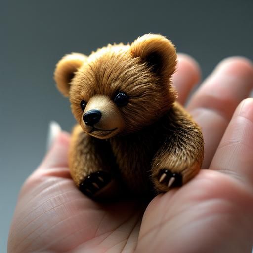 Tiny Bear in Hand: Vibrant Digital Art