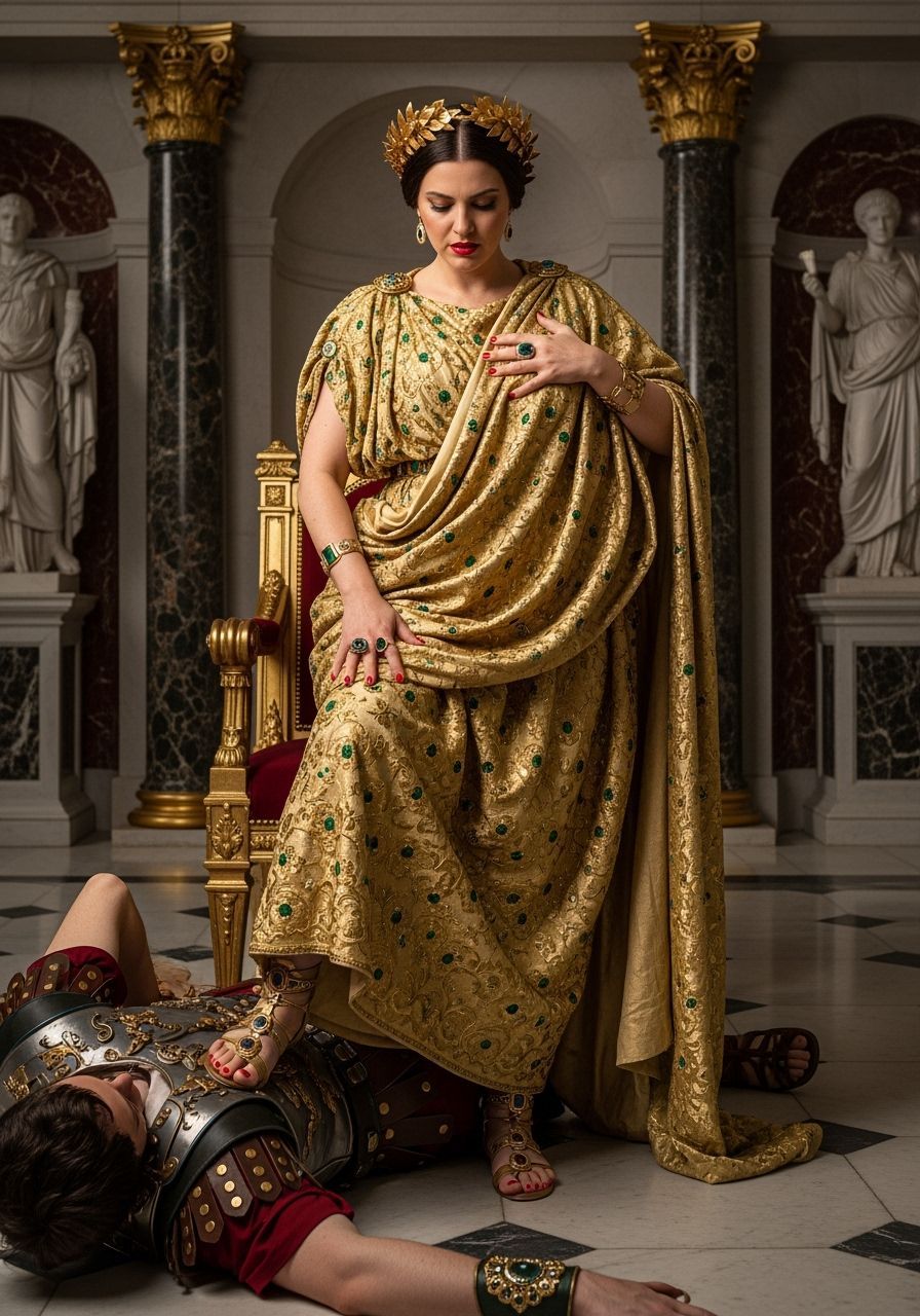 Roman Empress in Luxurious Throne Room, Photography Style