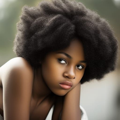 Hyperrealistic Portrait of a Black Teenage Girl