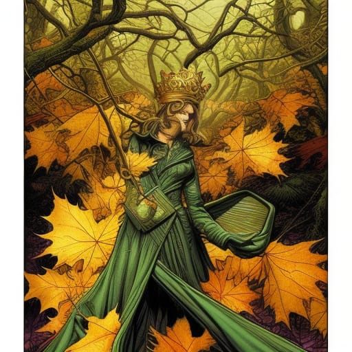 Golden Oak Leaf Crown in Comic Book Style