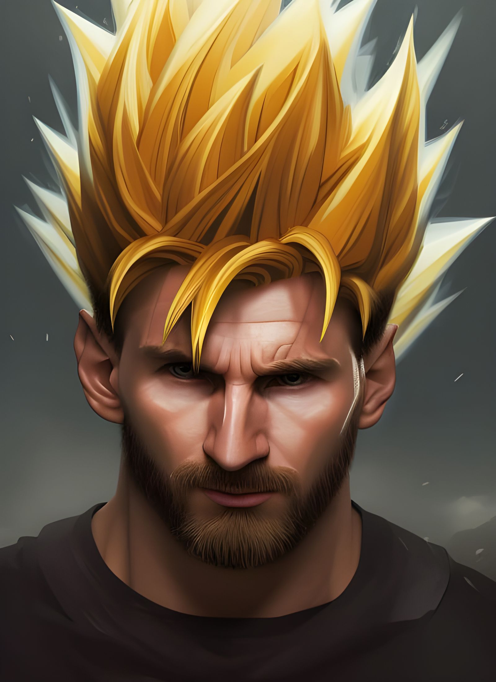 Super Saiyan Portrait in Hyperdetailed Digital Art