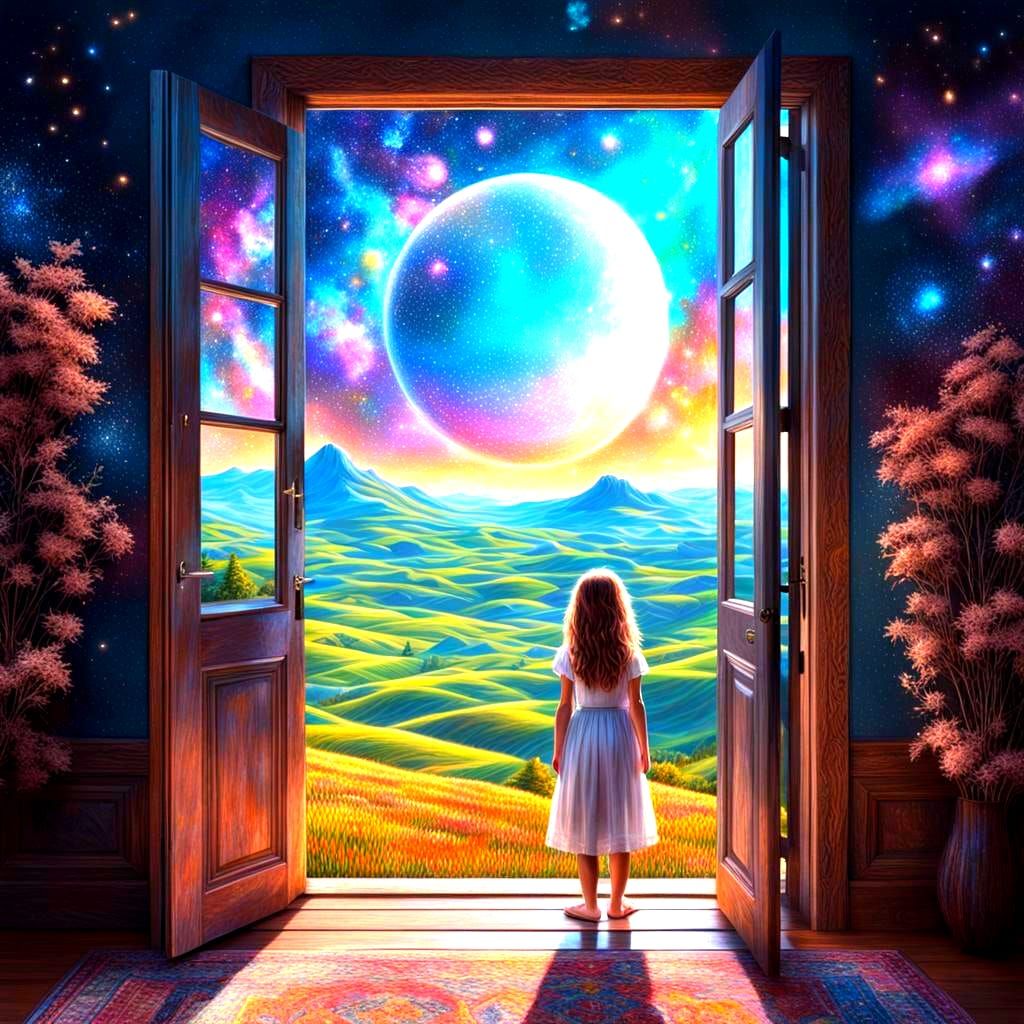 Heavenly Fields Seen Through a Doorway: Cosmic Illustration