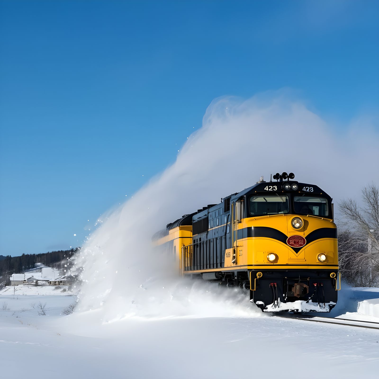 Vintage Winter Train Blows Through Fresh Snow