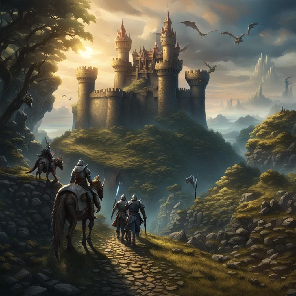 Adventurers Discover Sanctuary in Dark Fantasy Landscape