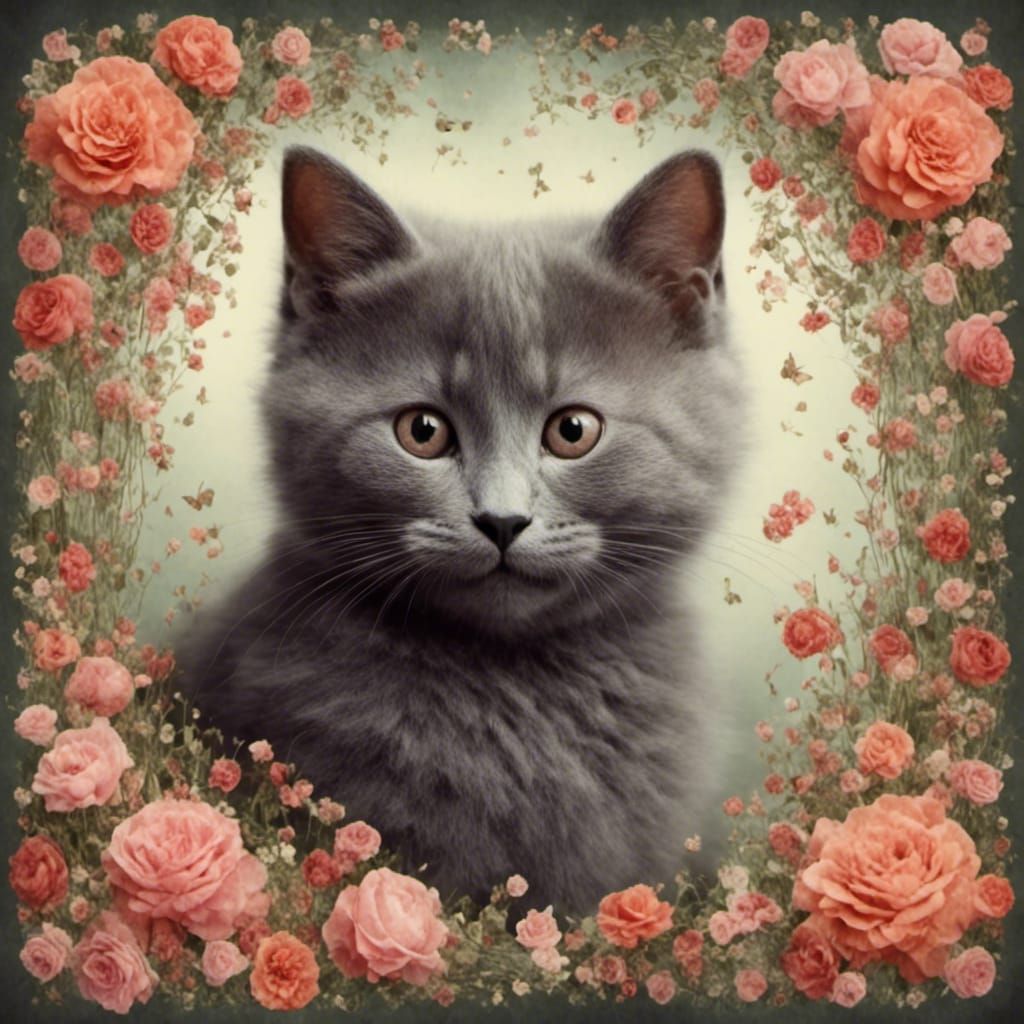 Symmetrical Cat with Purple Hues