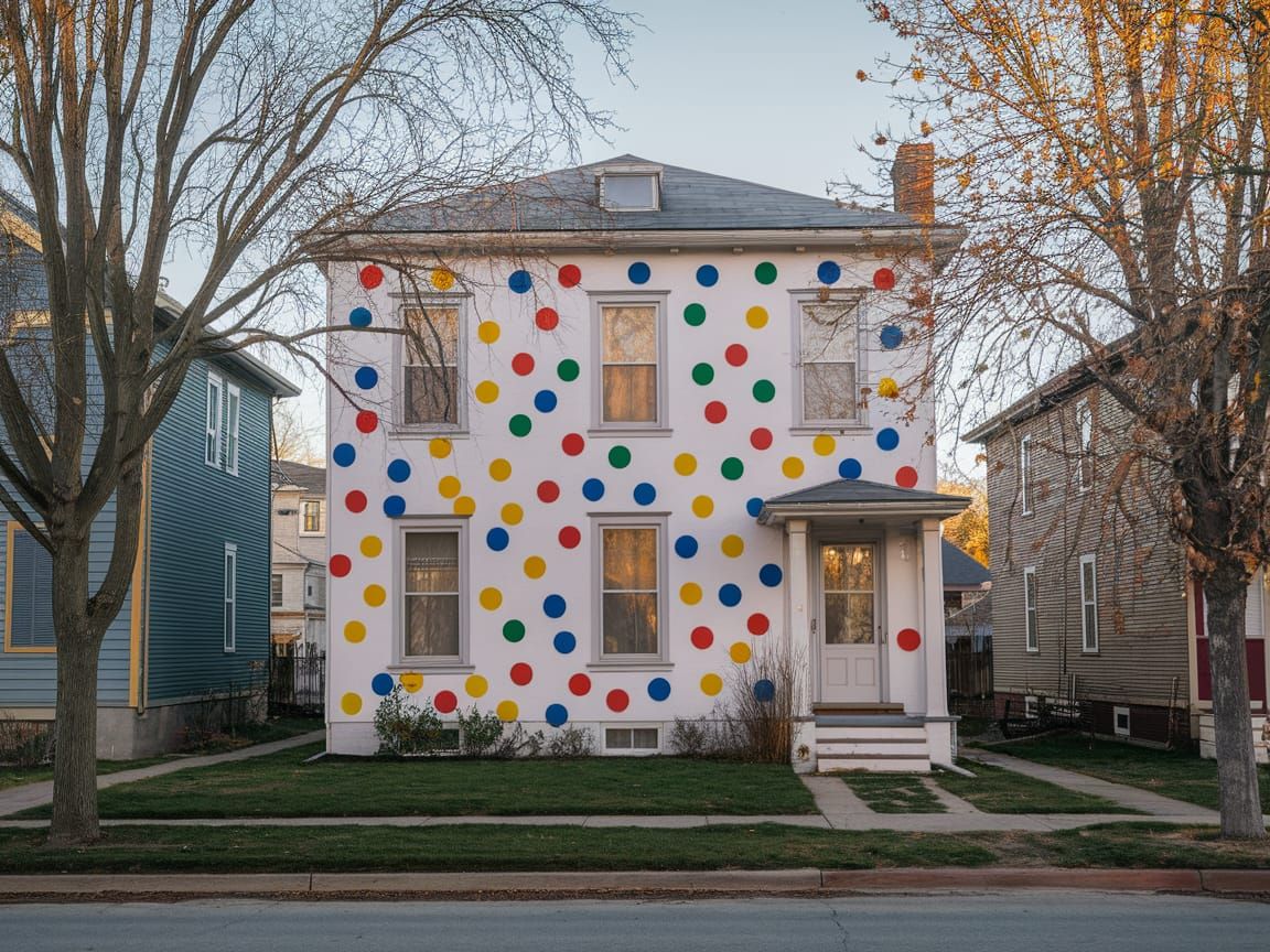 Polka Dot House in 1920s Neighborhood