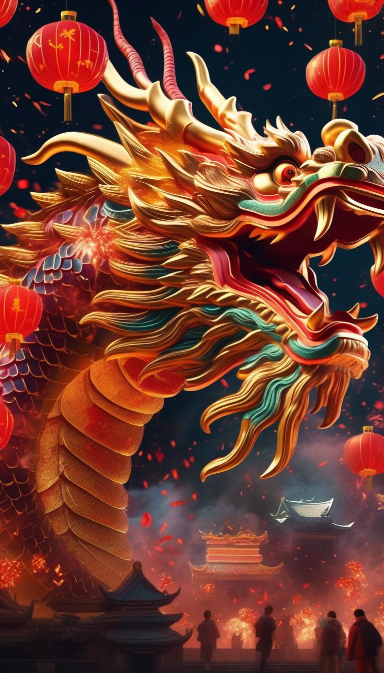Hyperrealistic Dragons and Fireworks for Chinese New Year