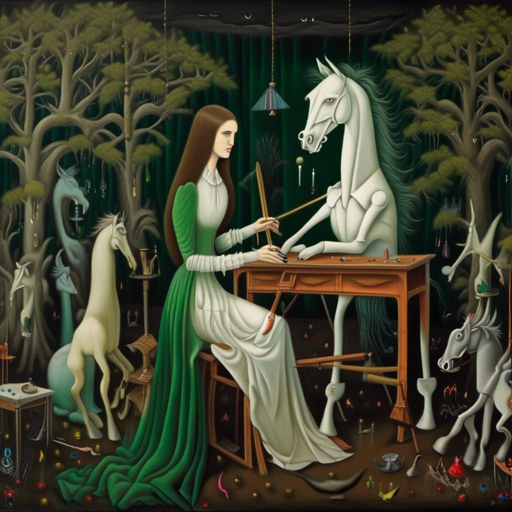 Mystic Woman Painting: Surrealist Oil Painting