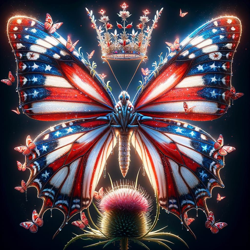 Regal Red, White, and Blue Butterfly Queen