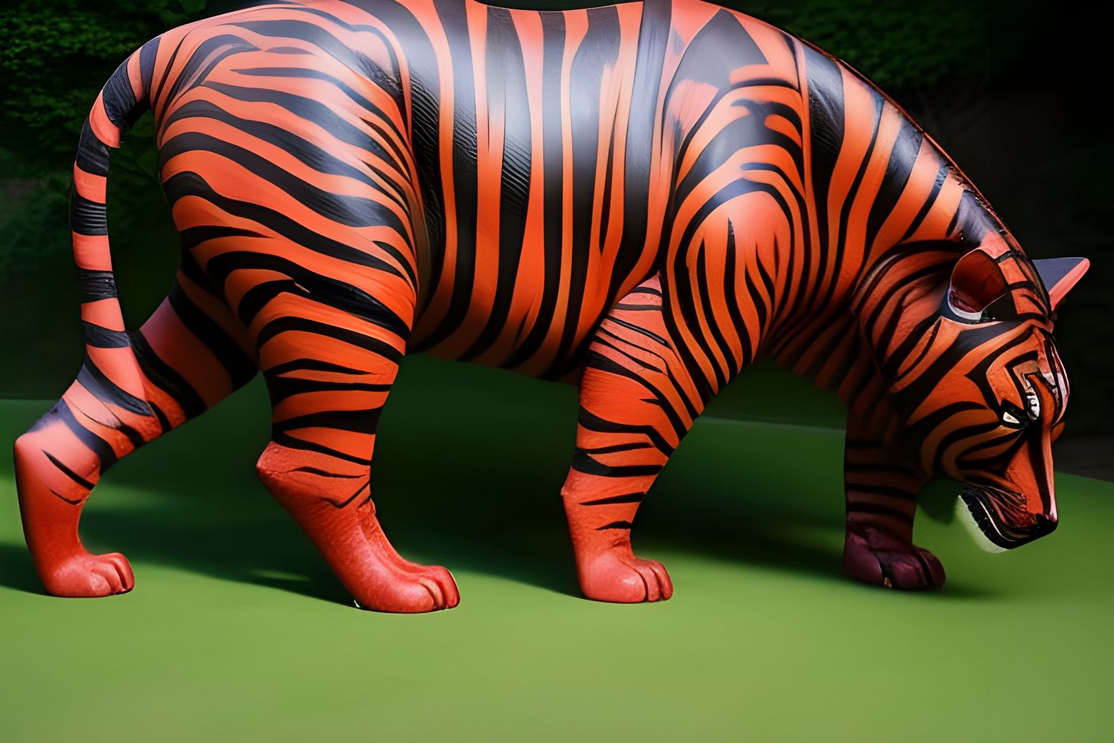Bacon Tiger Sculpture in Comic Book Art Style