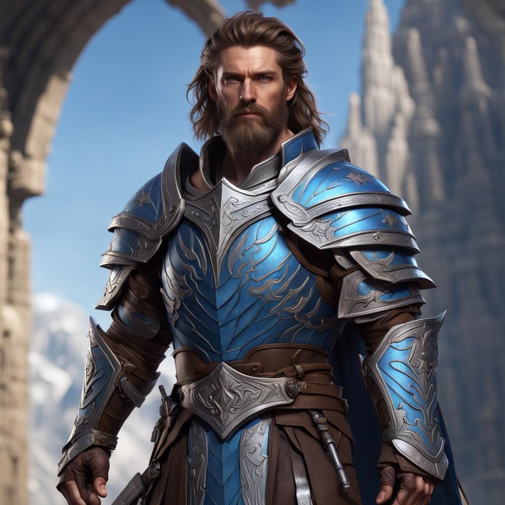 Heroic Paladin in Silver Armor, Fantasy Art