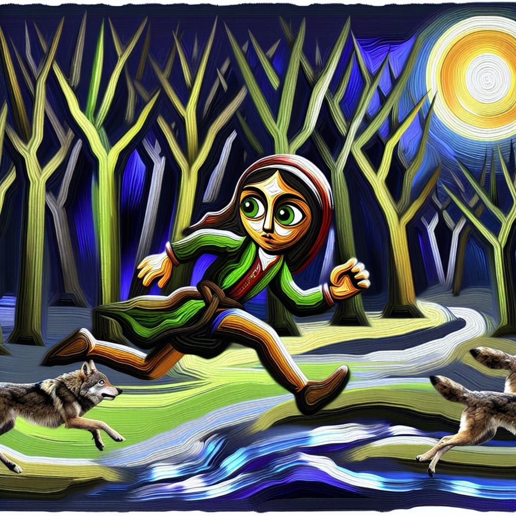 Girl's Night Run: Graffiti-Style Forest Chase