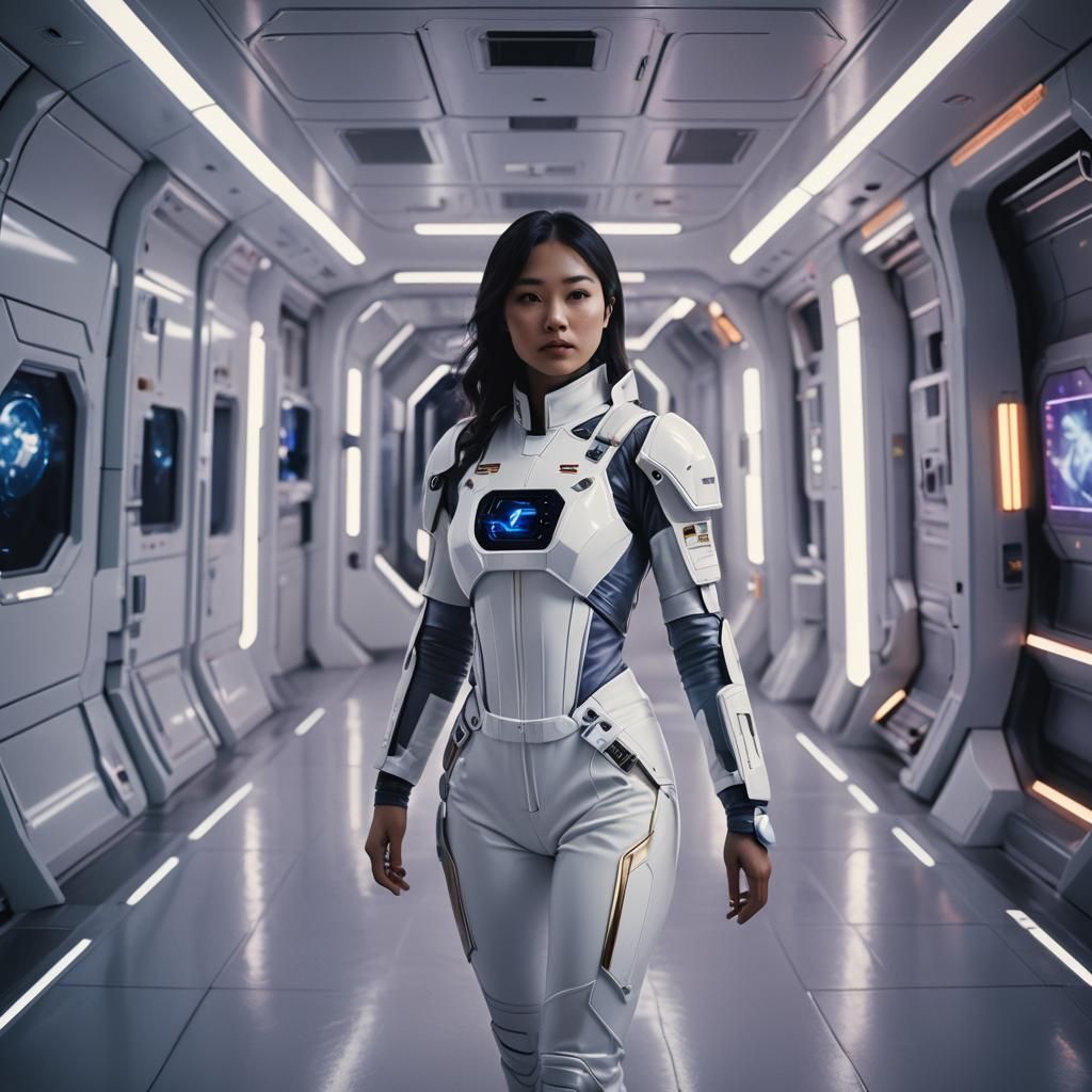 Astronomy Girl in Space Station, Syd Mead Inspired