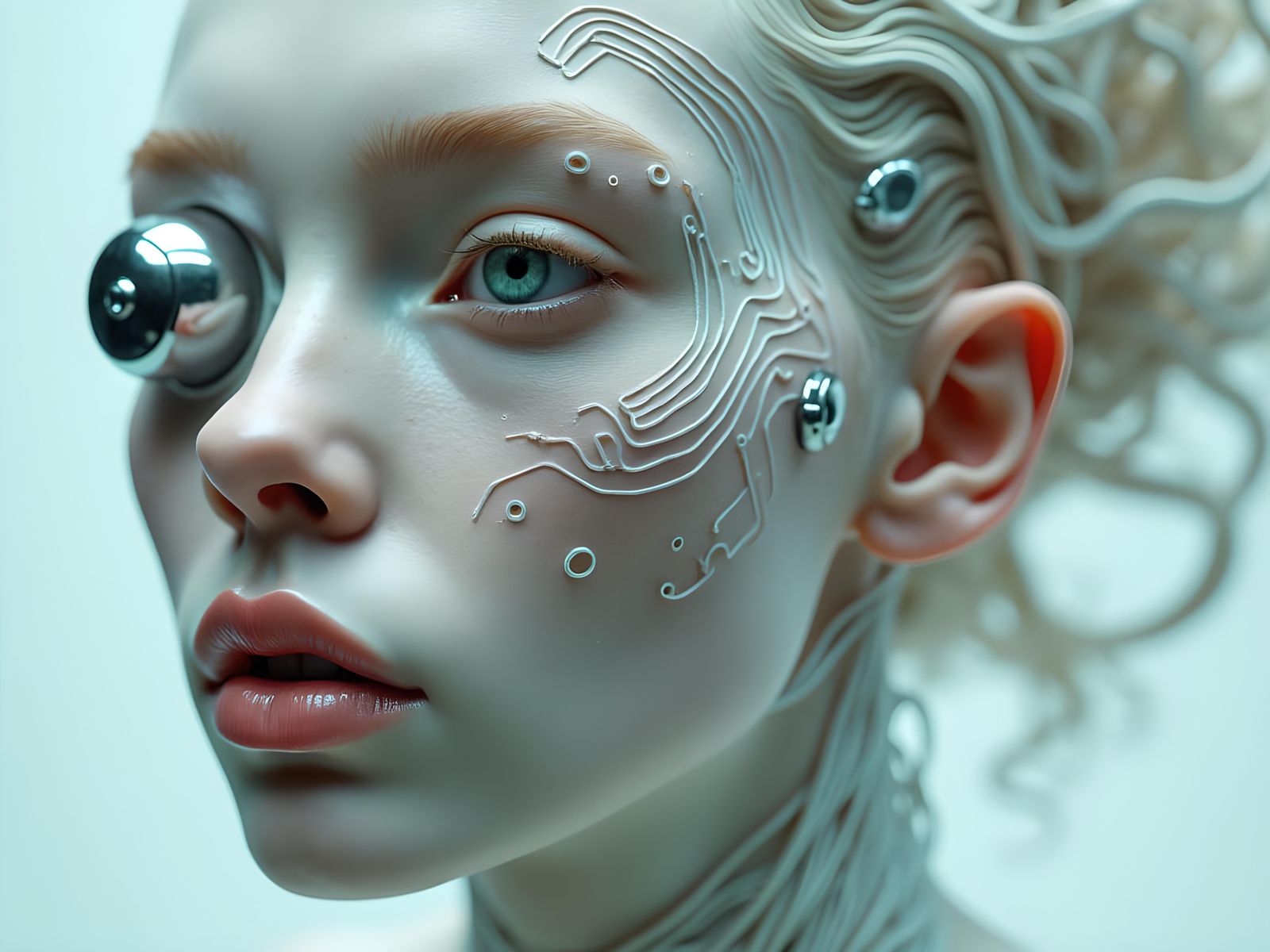 Woman's Face with Star Trek Borg Implants