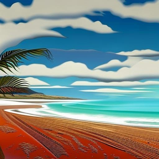 Ipanema Beach: Hyperrealistic Retro Cyberpunk Illustration