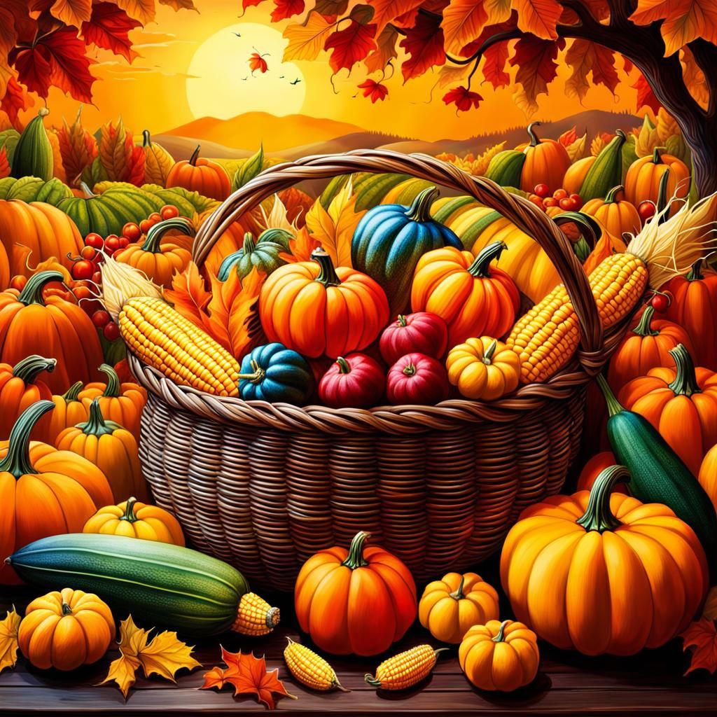 Abundant Harvest Festival Fruit Basket in Vibrant Colors