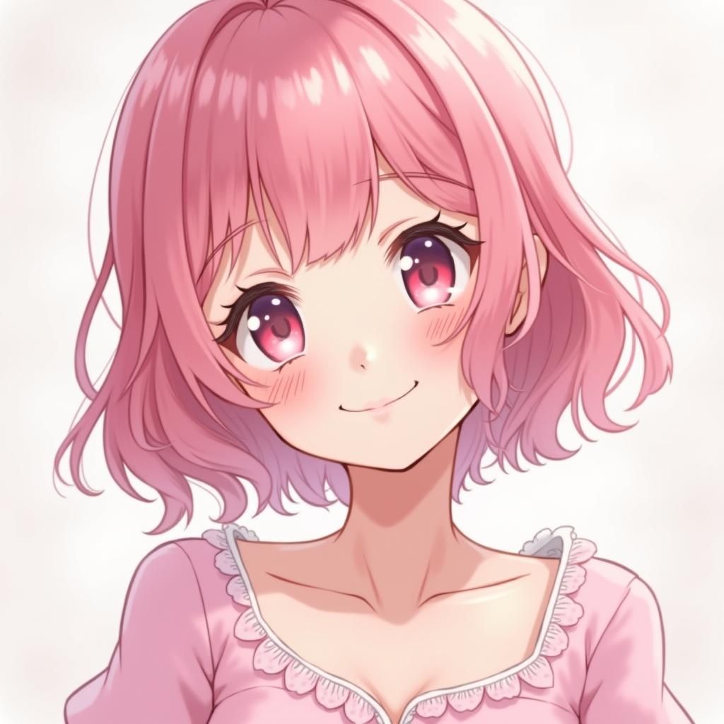 Cute Pink-Haired Girl in Anime Key Visual Style