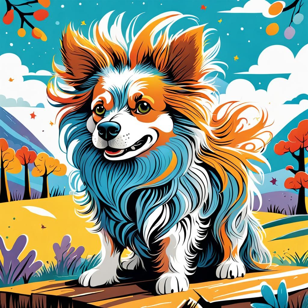 Whimsical Dog Portrait in Children's Book Style