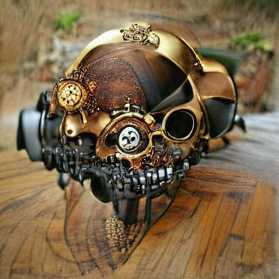 Detailed Steampunk Skull with Gears and Brass