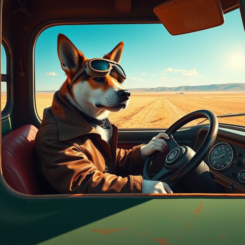 Canine Driver Speeds Across Russian Steppe in Soviet-Era Tru...