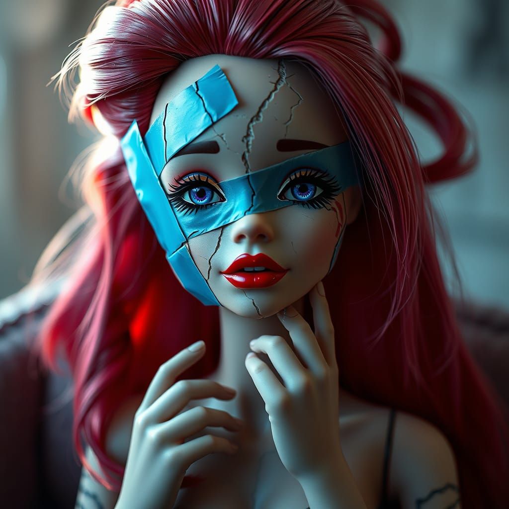 Fractured Barbie in Moody Hyperdetailed Fantasy