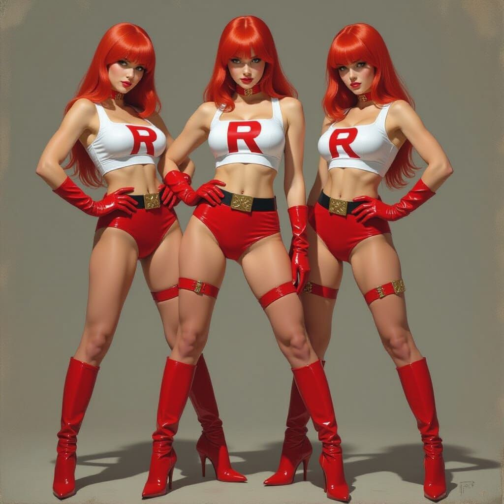 Team Rocket Cosplay Art in Oil Painting Style