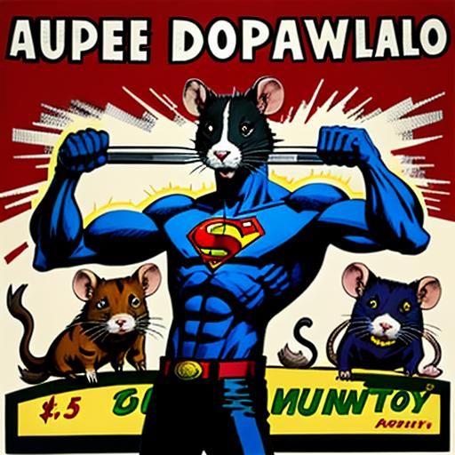 Super Rat Reduces Food Prices: Pop Art Superhero
