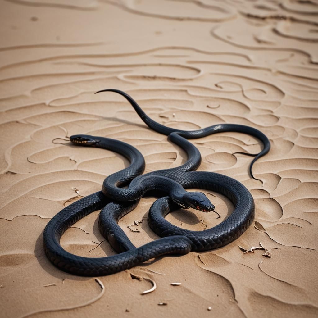 Macro Photo of a Black Desert Snake
