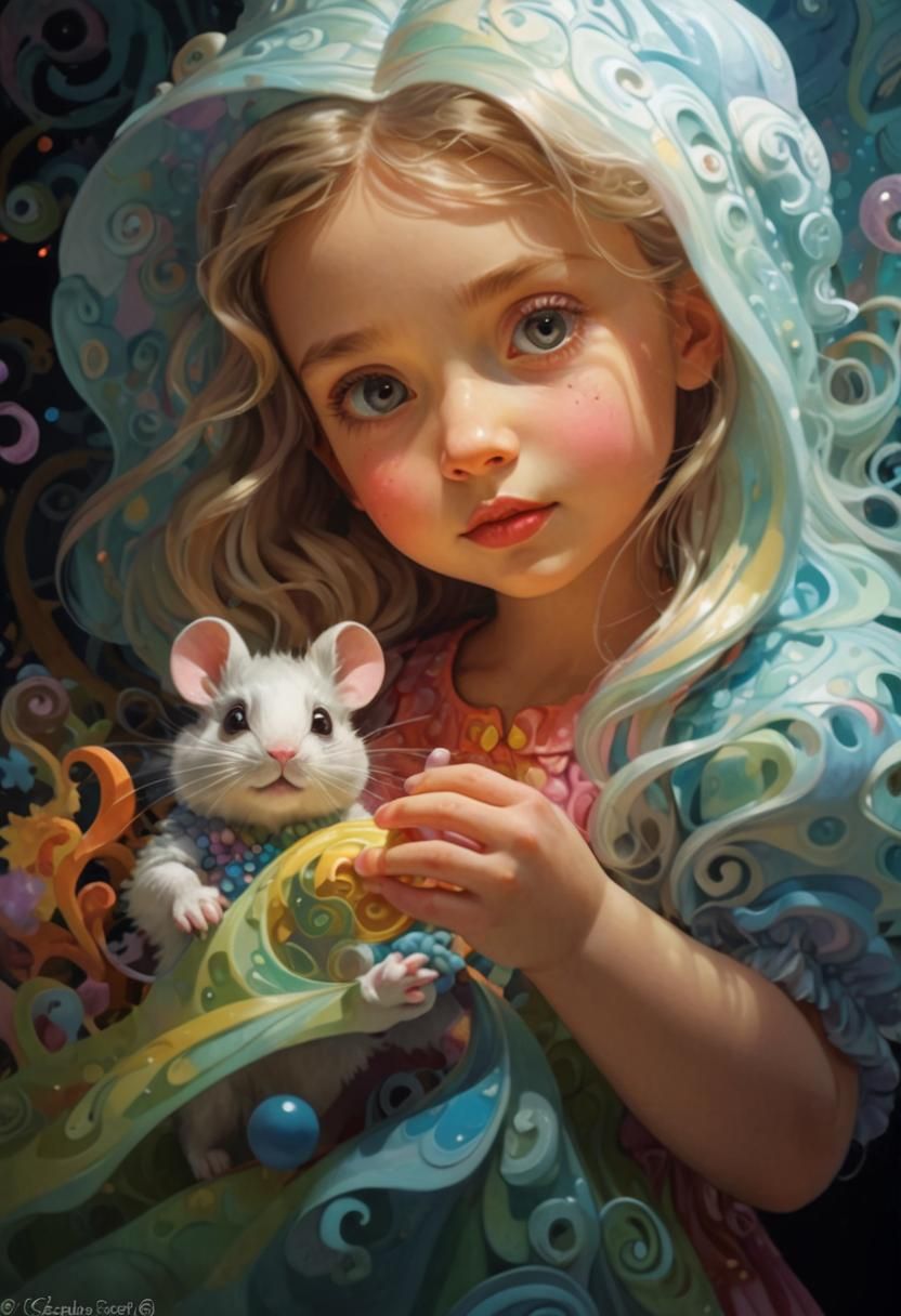 Child with Mouse Toy in Candyland Wonderland