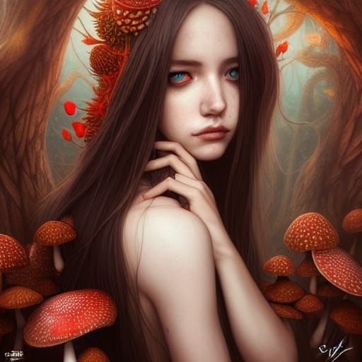 Psychedelic Goddess Portrait in Hyper-Realistic Style