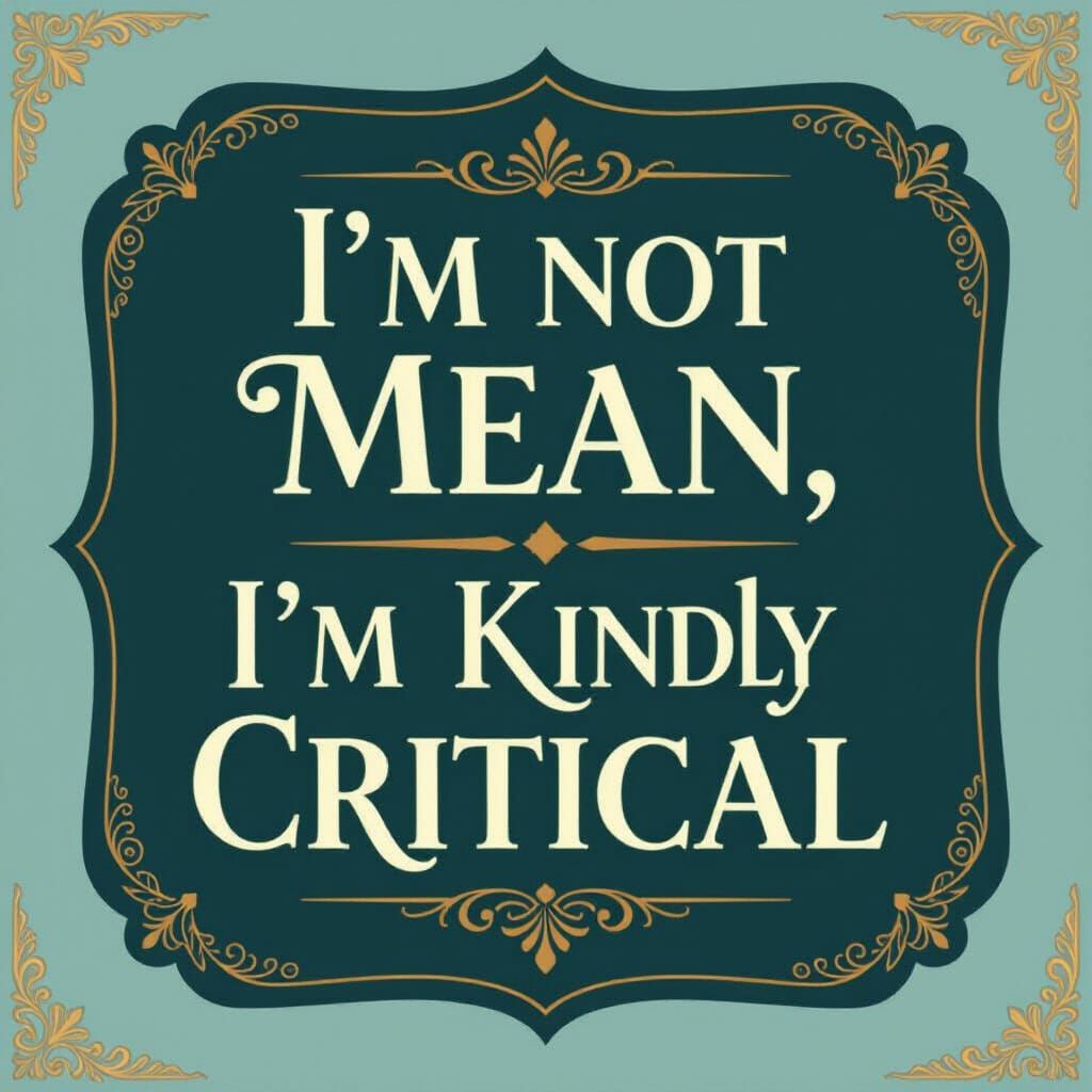 Elegant Sign: Kindly Critical in Vintage Editorial Style